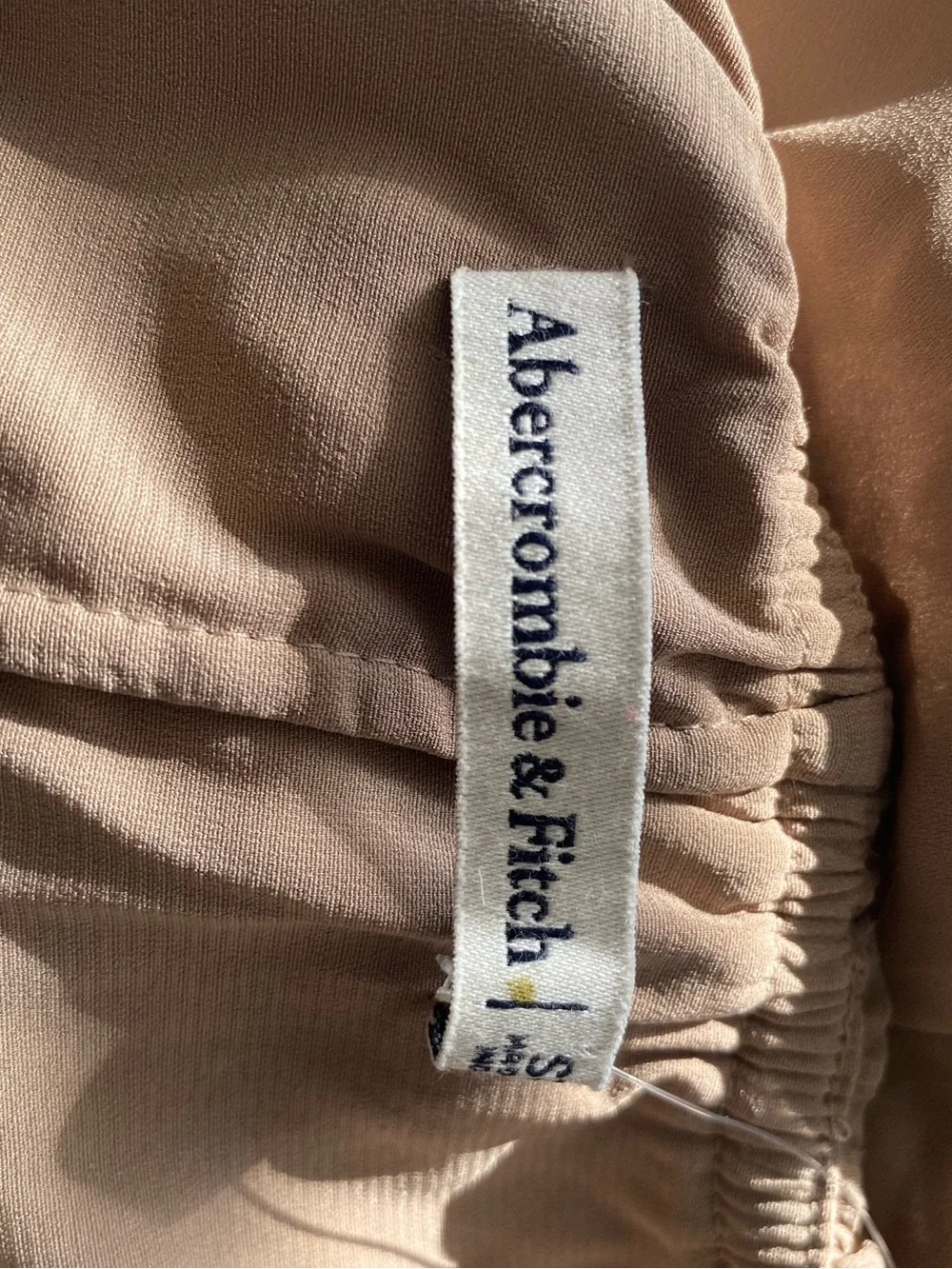 Abercrombie & Fitch Taupe Ruffle-Front Spaghetti Strap Maxi Dress